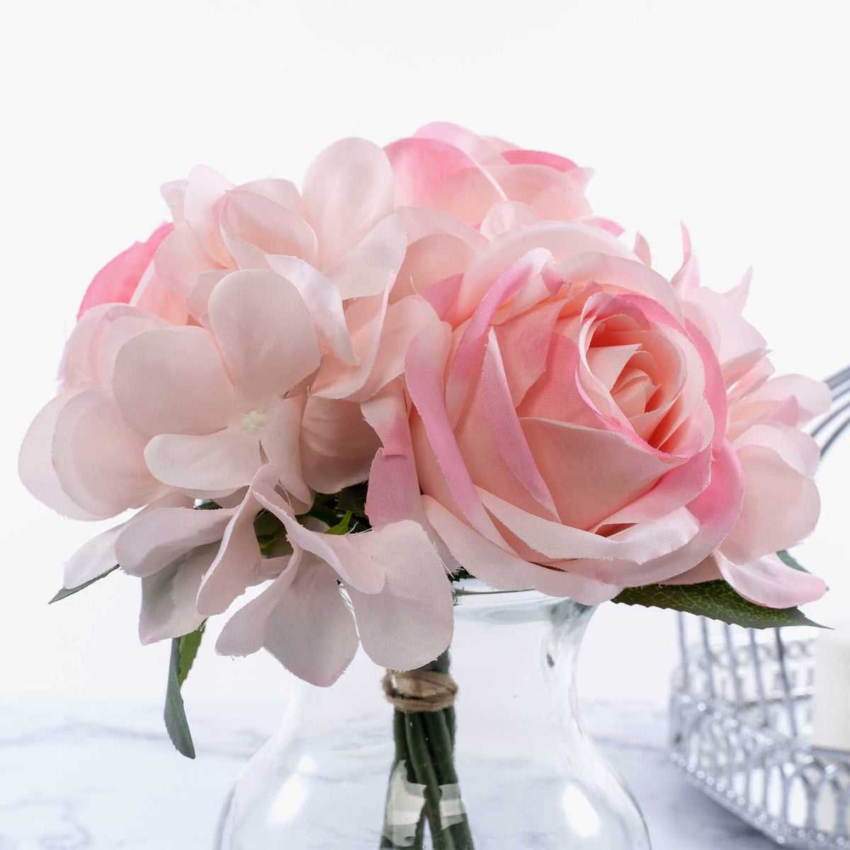 Artificial Hydrangea and Rose Nosegay - Pink
