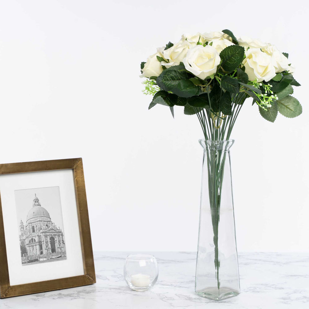 Artificial Rose Bud Bundle - Ivory