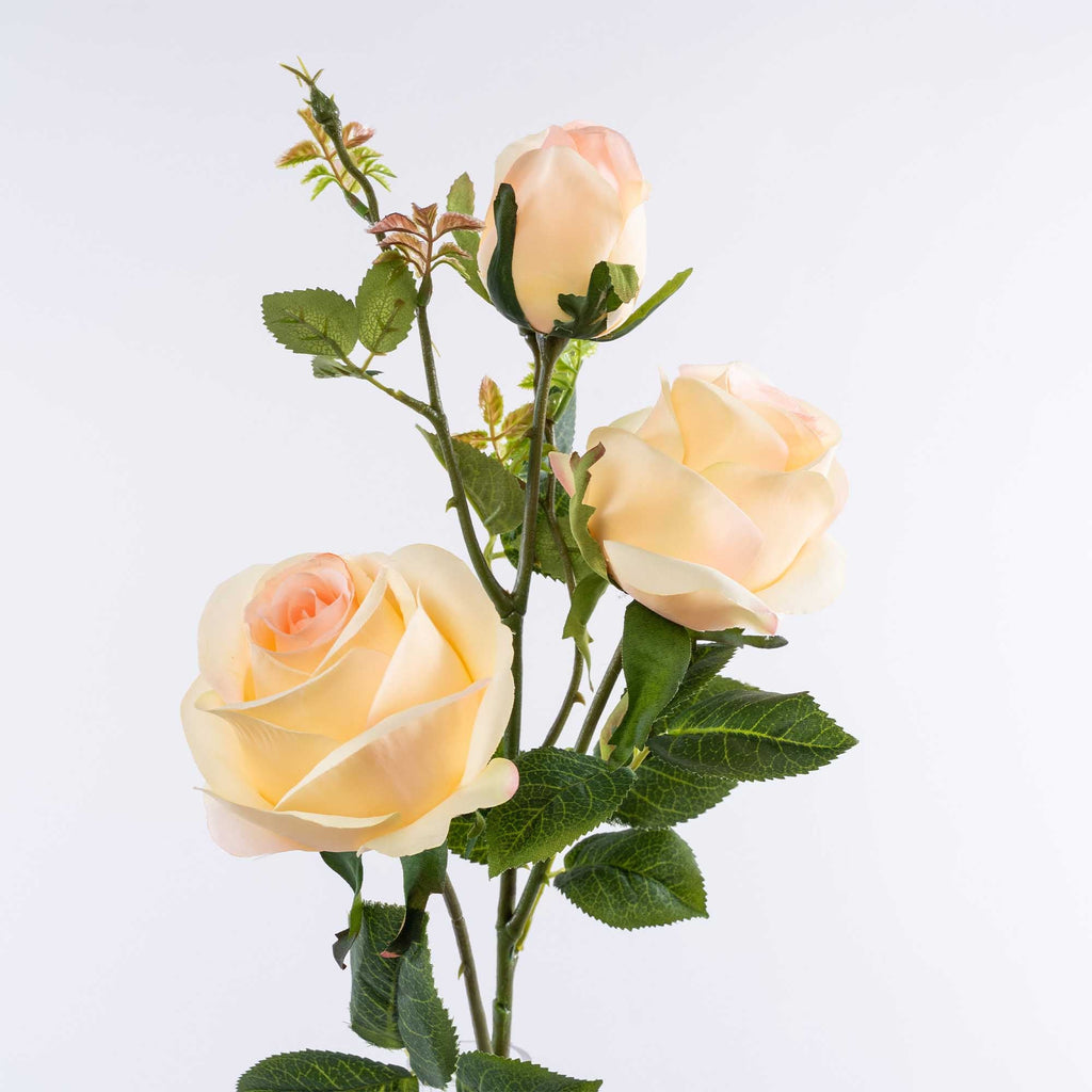 Faux Rose Branch Yellow and Pink