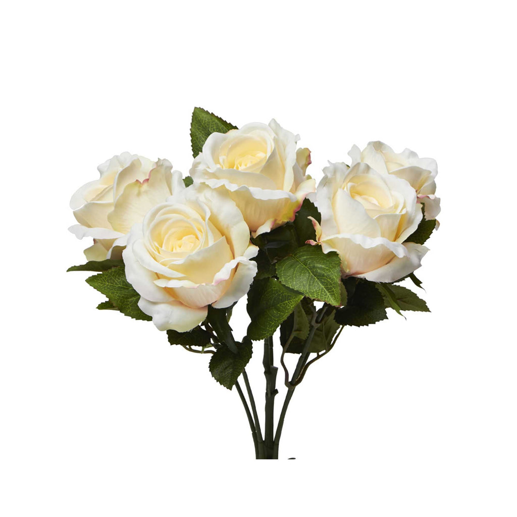 Artificial Cottage Rose Bouquet-Ivory