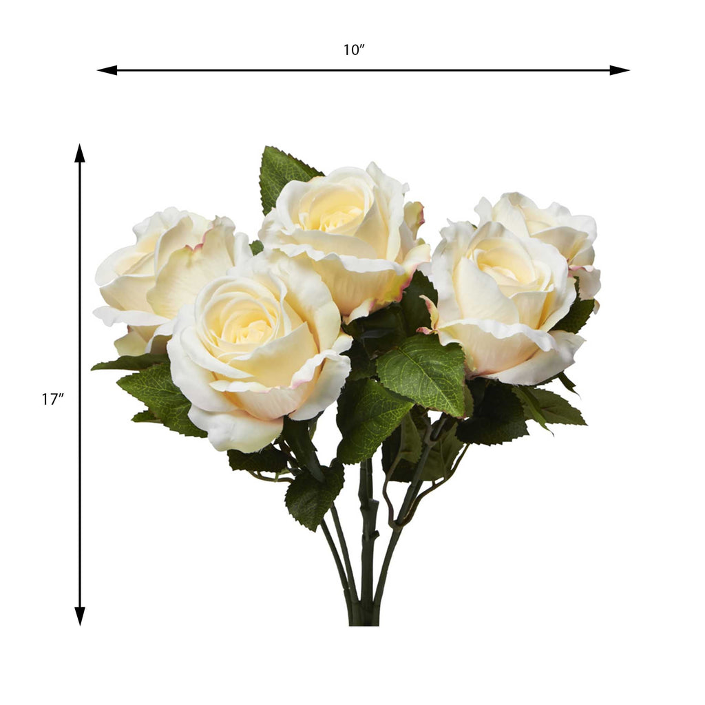 Artificial Cottage Rose Bouquet-Ivory