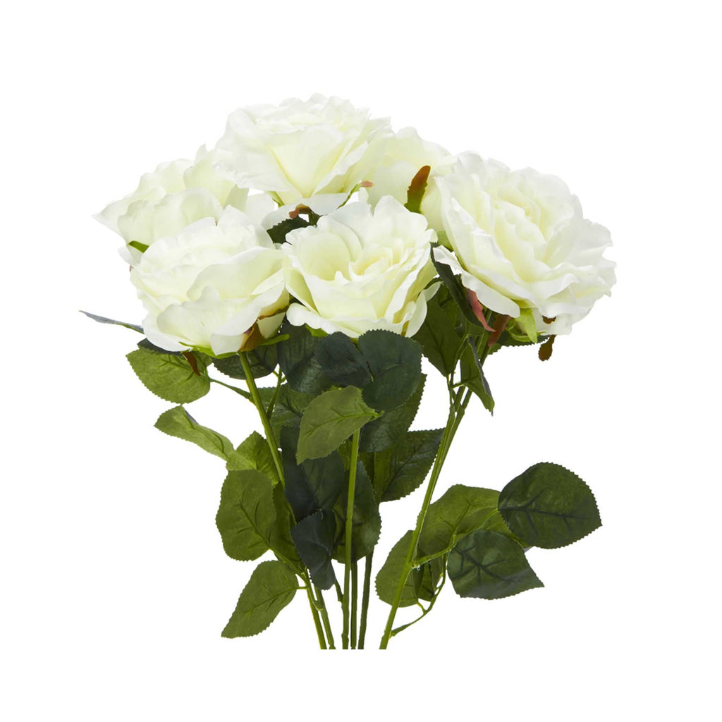 Artificial Full Bloom Rose Bouquet - Cream
