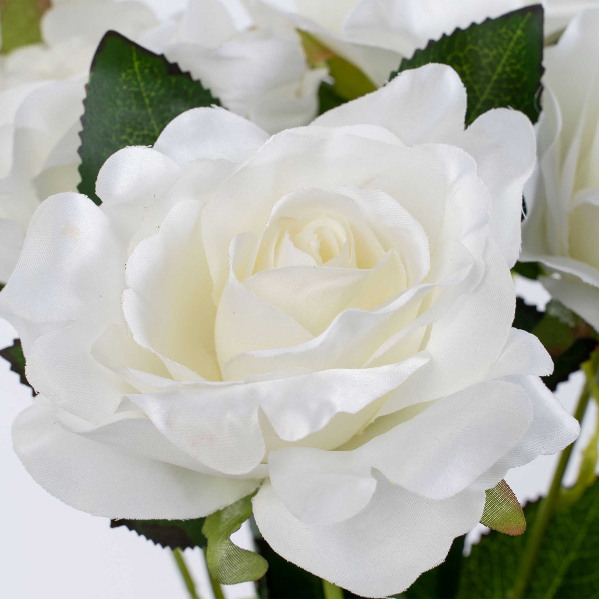 Artificial Full Bloom Rose Bouquet - Cream