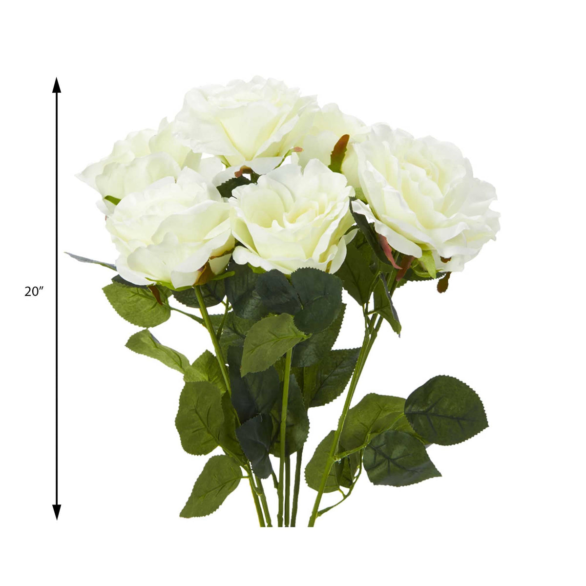 Artificial Full Bloom Rose Bouquet - Cream