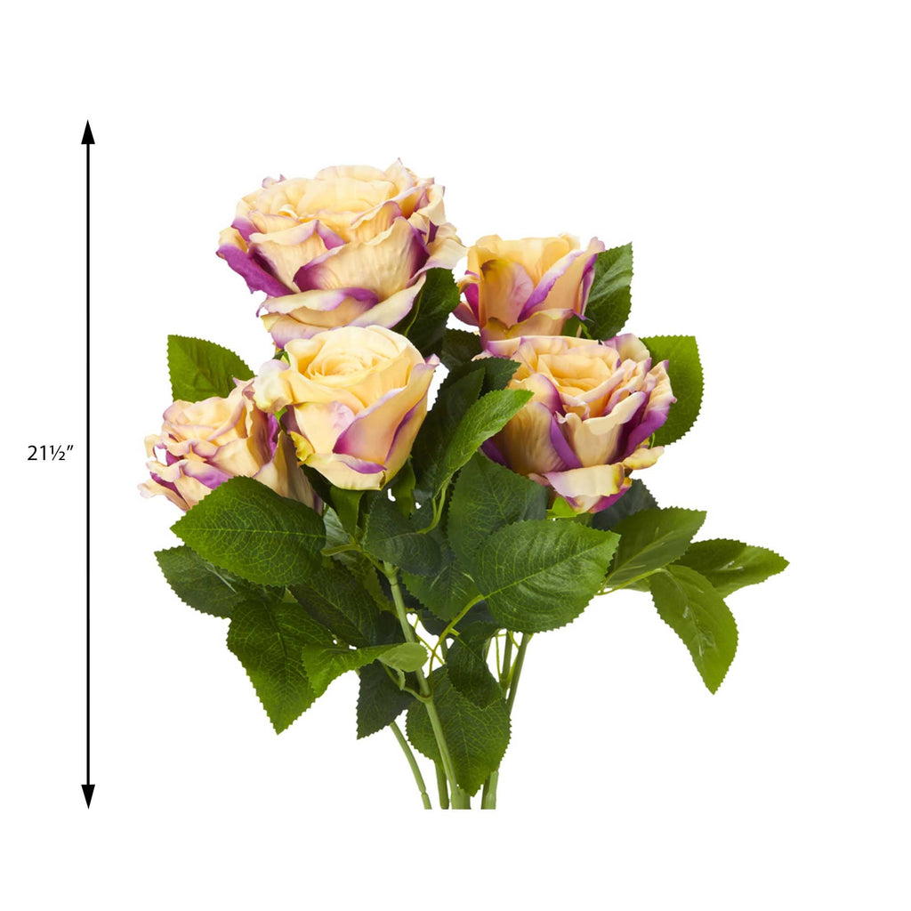 Artificial Deluxe Elegant Rose Bundle - Ivory/Pink