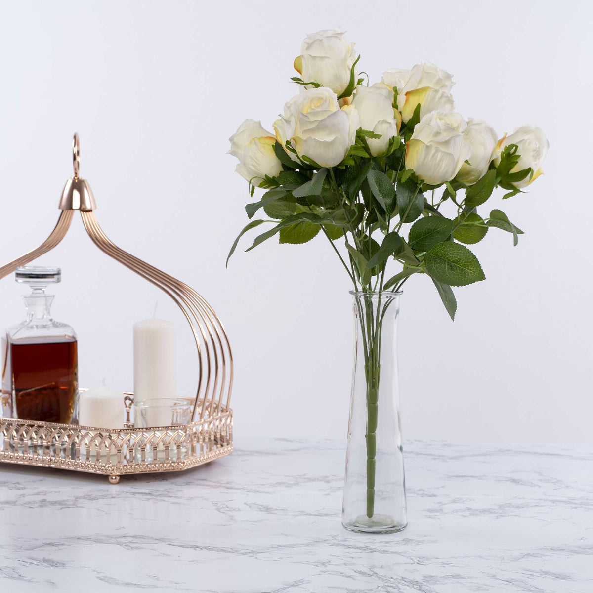 Artificial Rose Bundle - White
