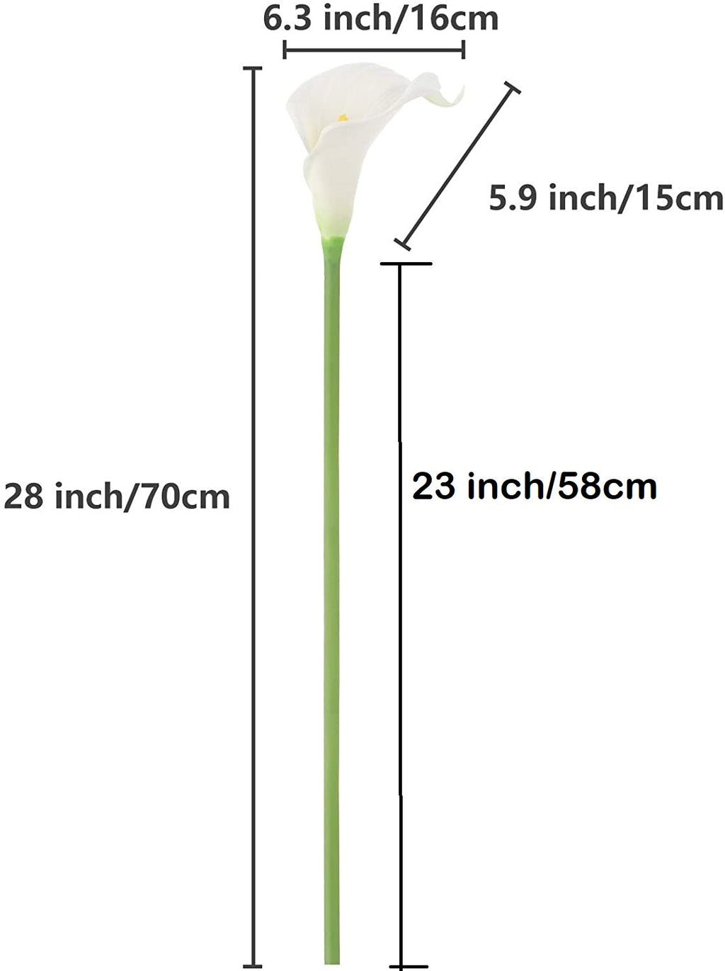 Artificial Large Cala Lily Stem - | Realistic Faux Flowers for Home Décor
