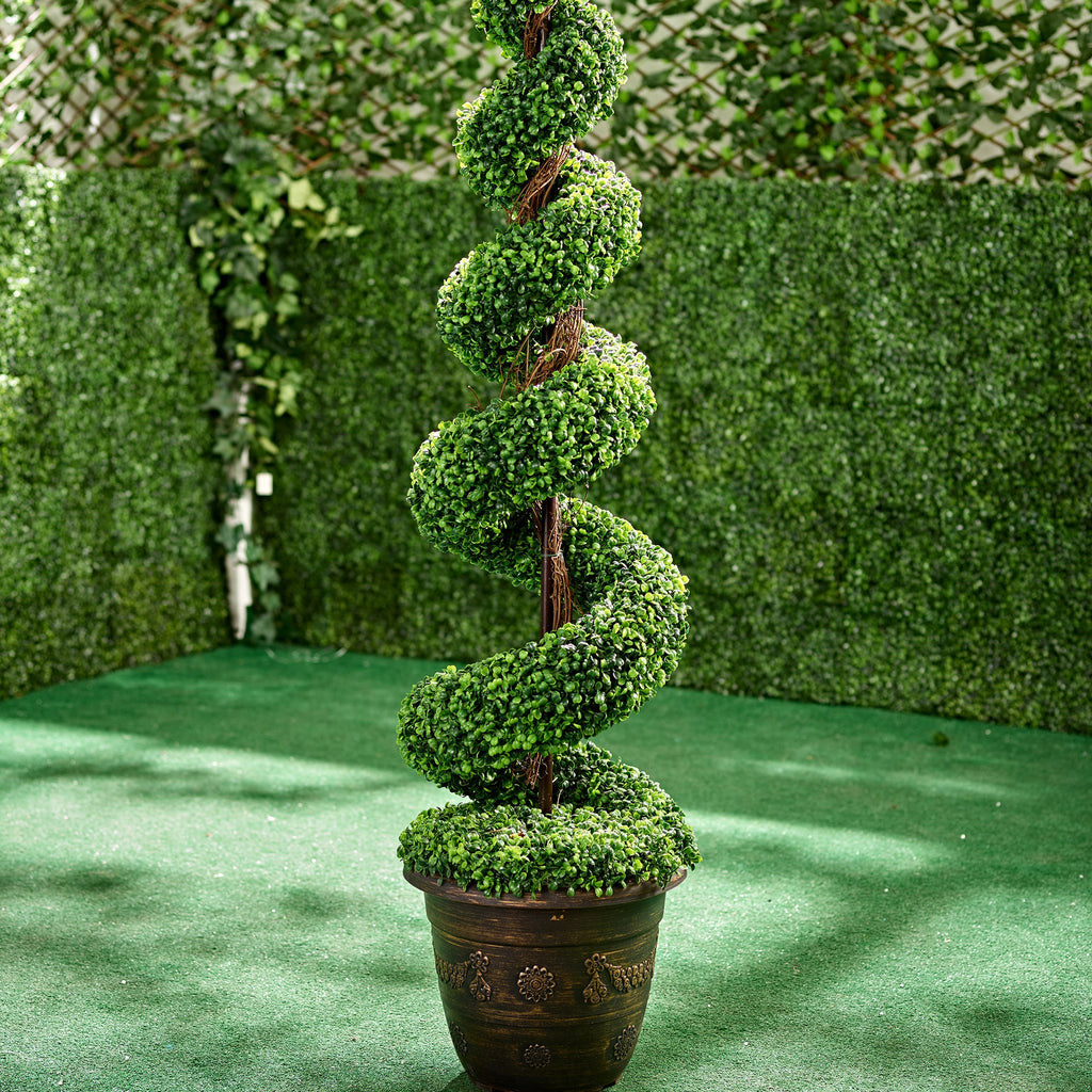 Spiral Artificial Topiary Boxwood Tree 60"