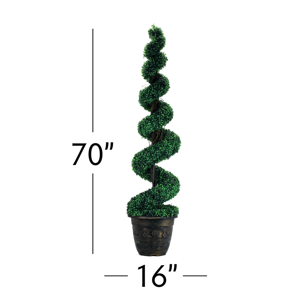 Spiral Artificial Topiary Boxwood Tree 70"
