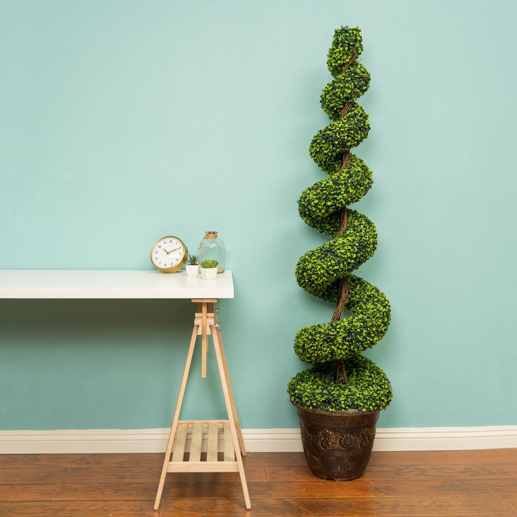 Spiral Artificial Topiary Boxwood Tree 70"