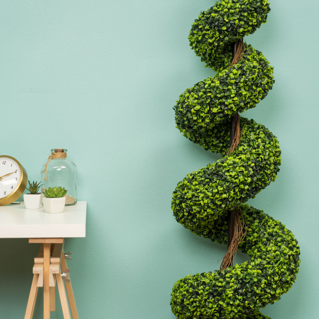 Spiral Artificial Topiary Boxwood Tree 70"