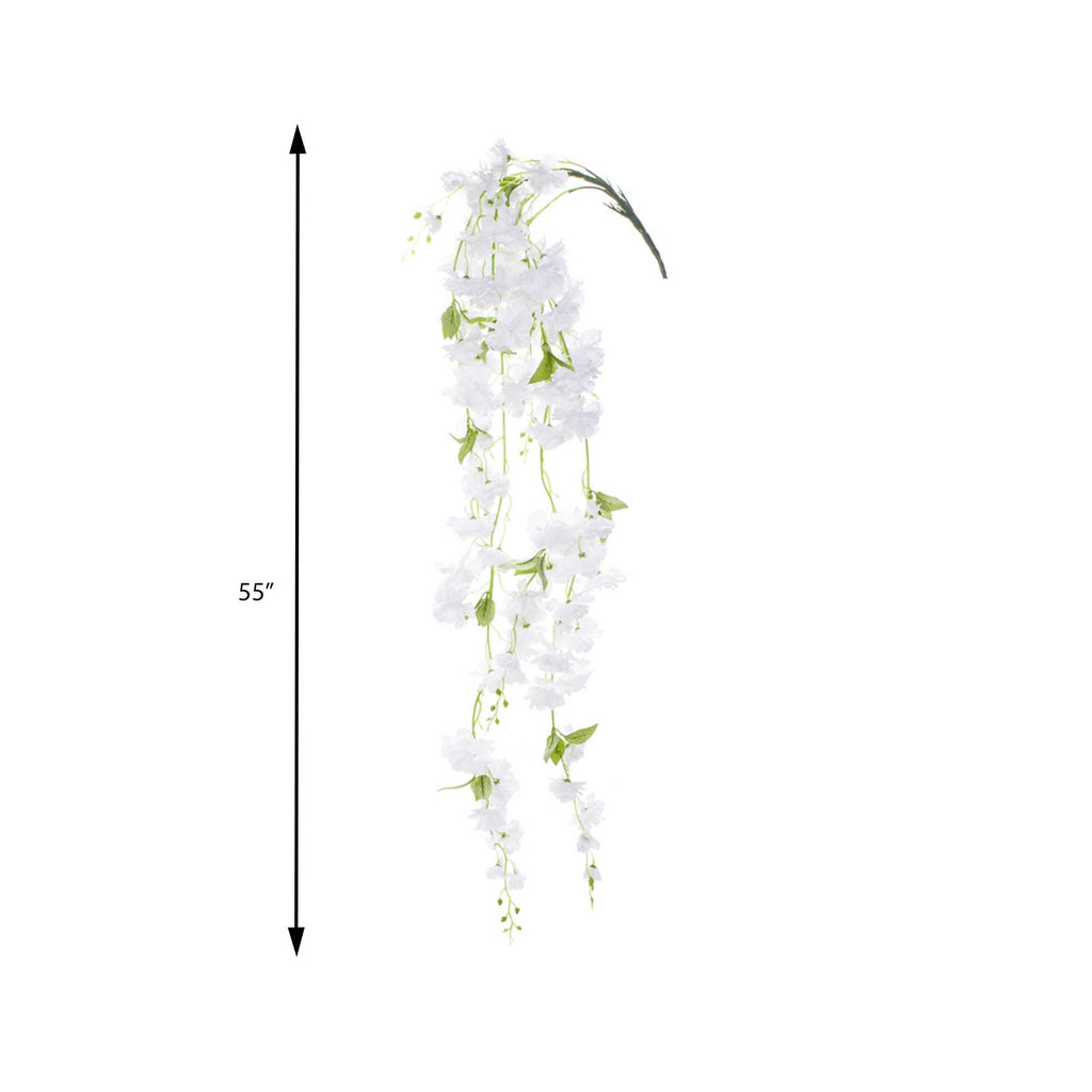 Artificial Hanging Flower Branch - White