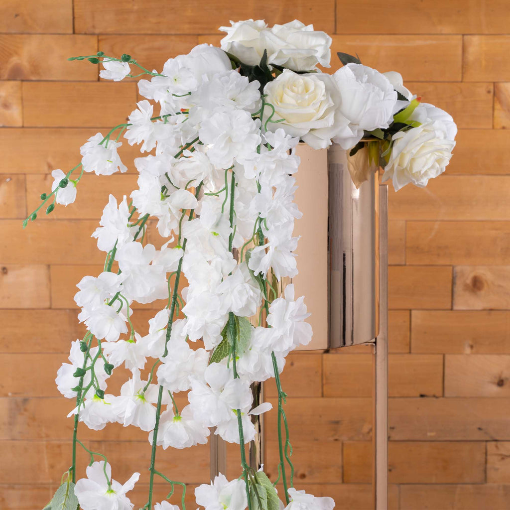 Artificial Hanging Flower Branch - White