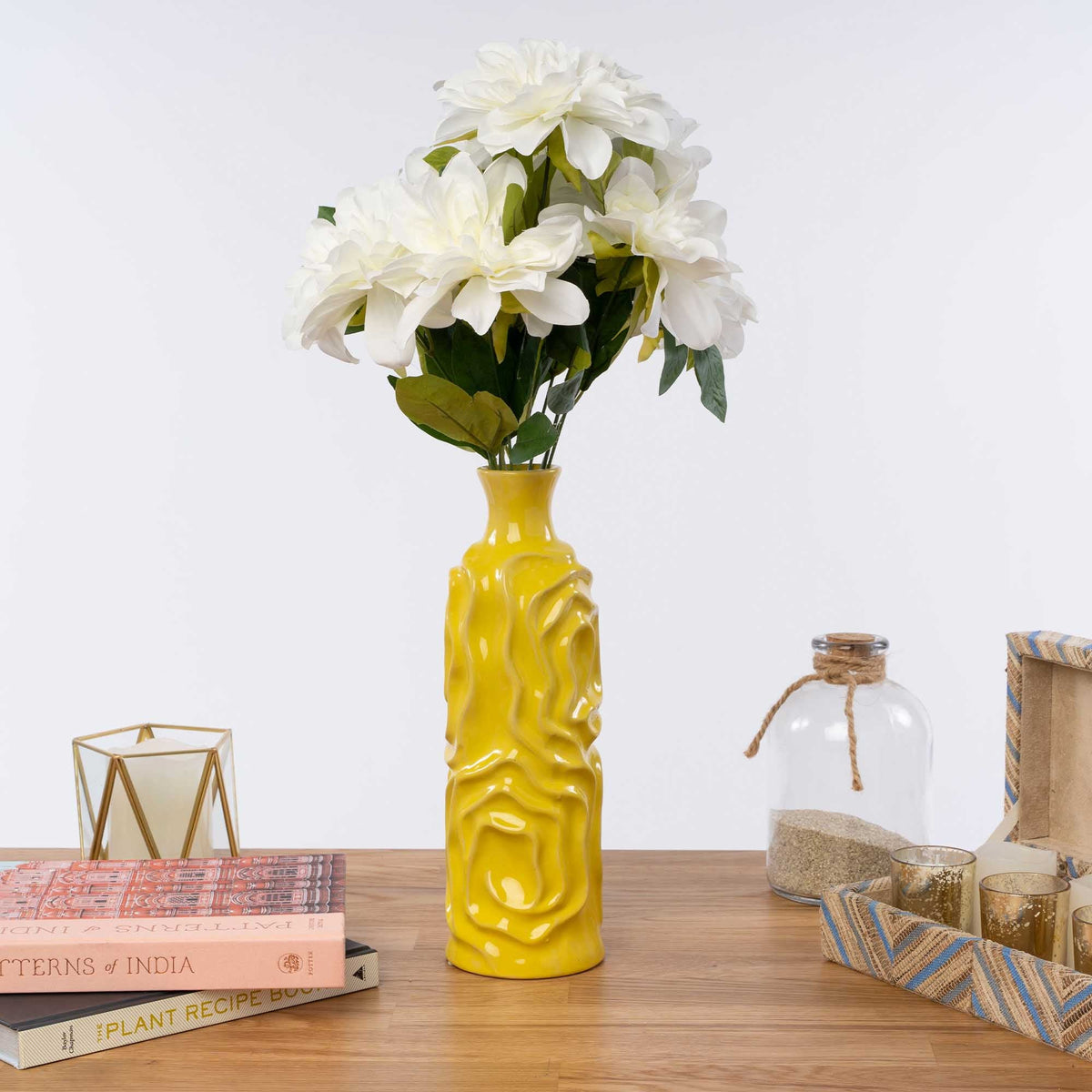Artificial Dahlia Bundle-White