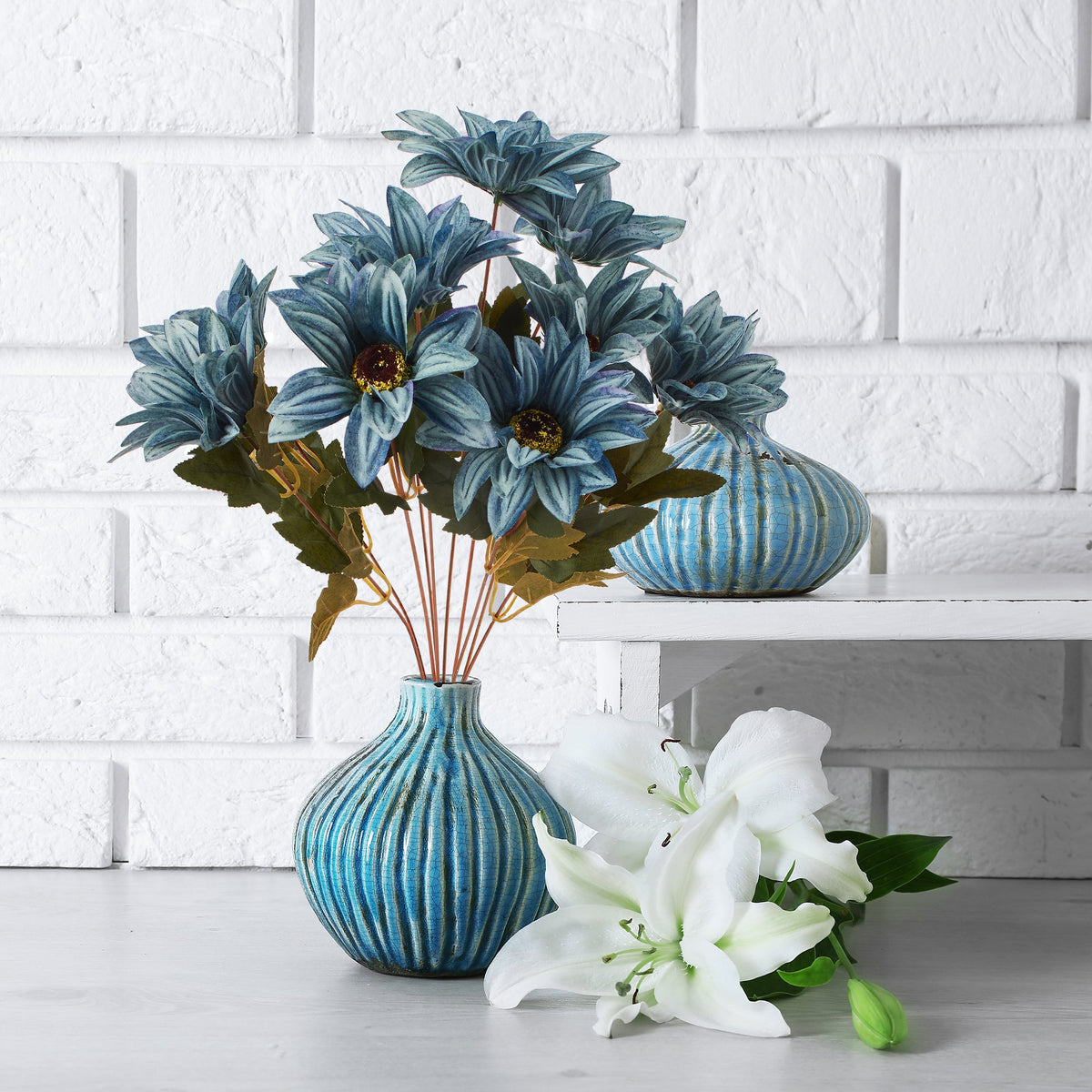 Artificial African Daisy Spray - Blue