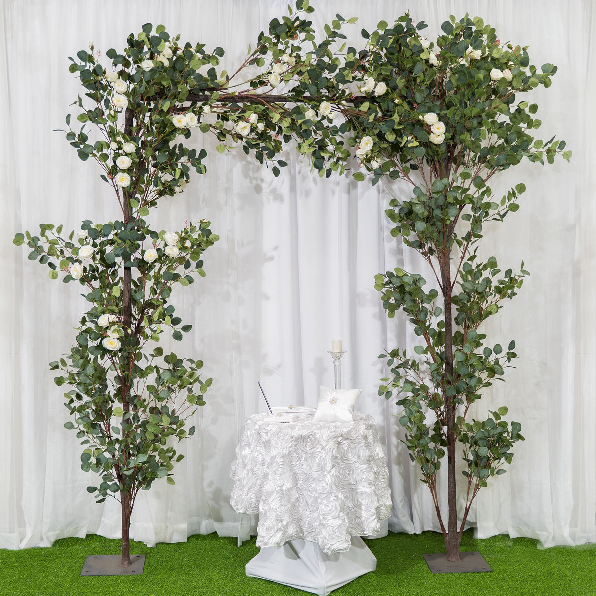 Faux Rose and Eucalyptus Arch
