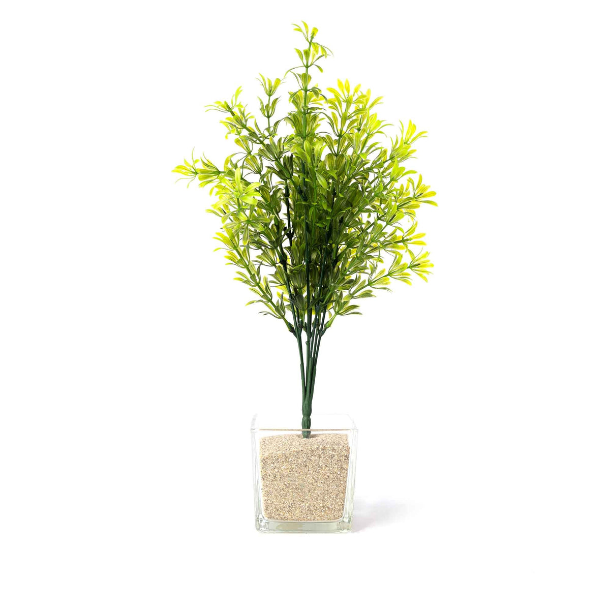 Yellow Faux Boxwood Spray 14"