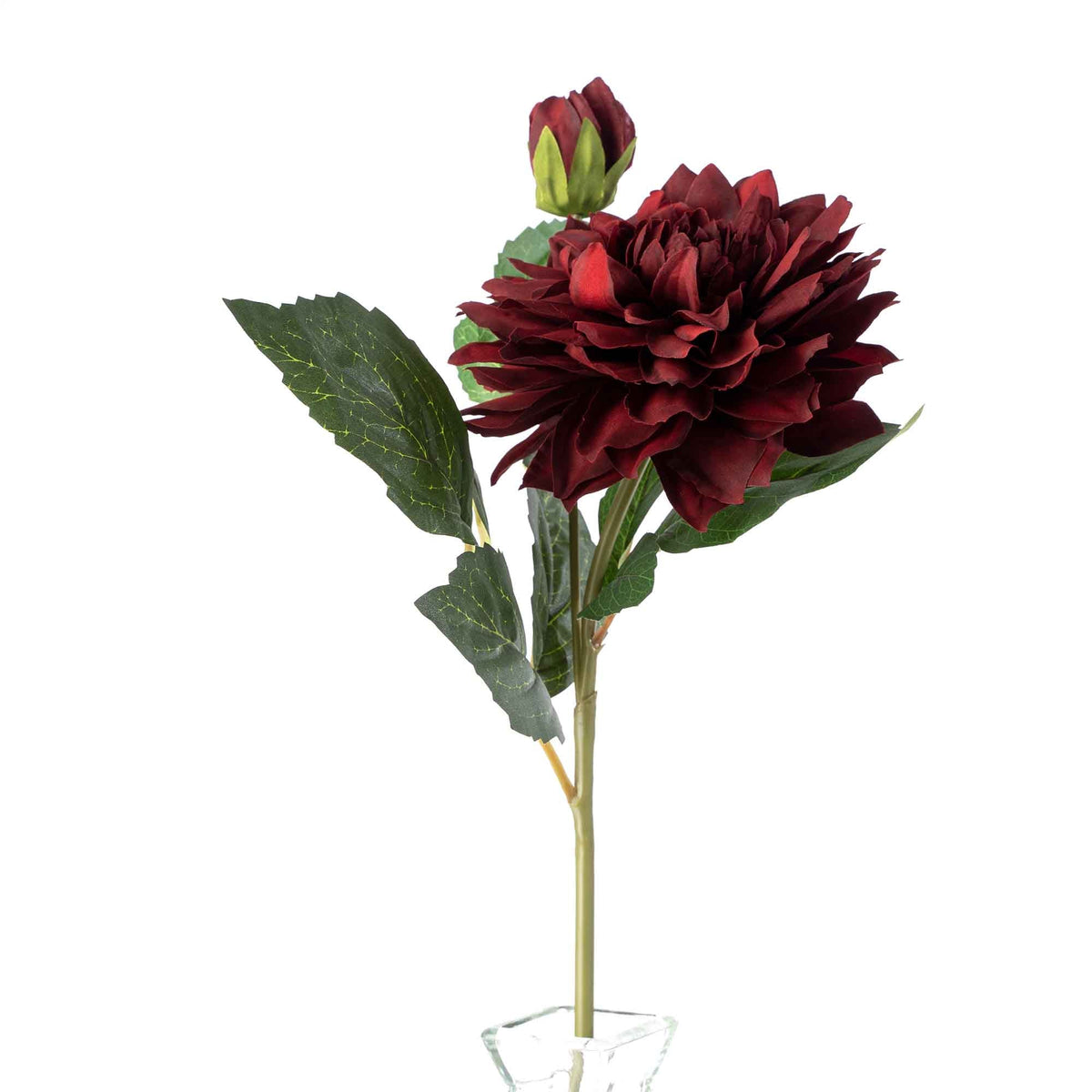 Faux Dahlia Stem 23" - Burgundy