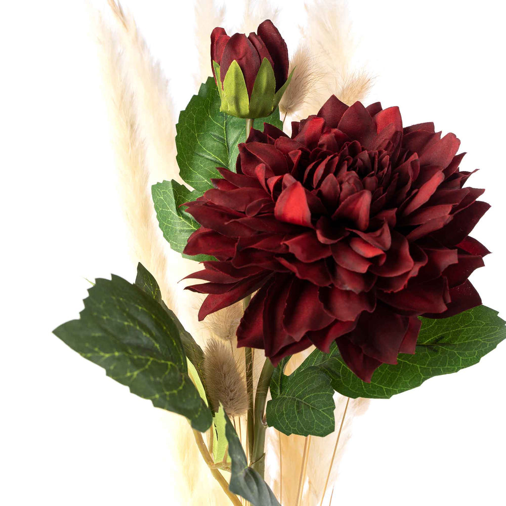 Faux Dahlia Stem 23" - Burgundy