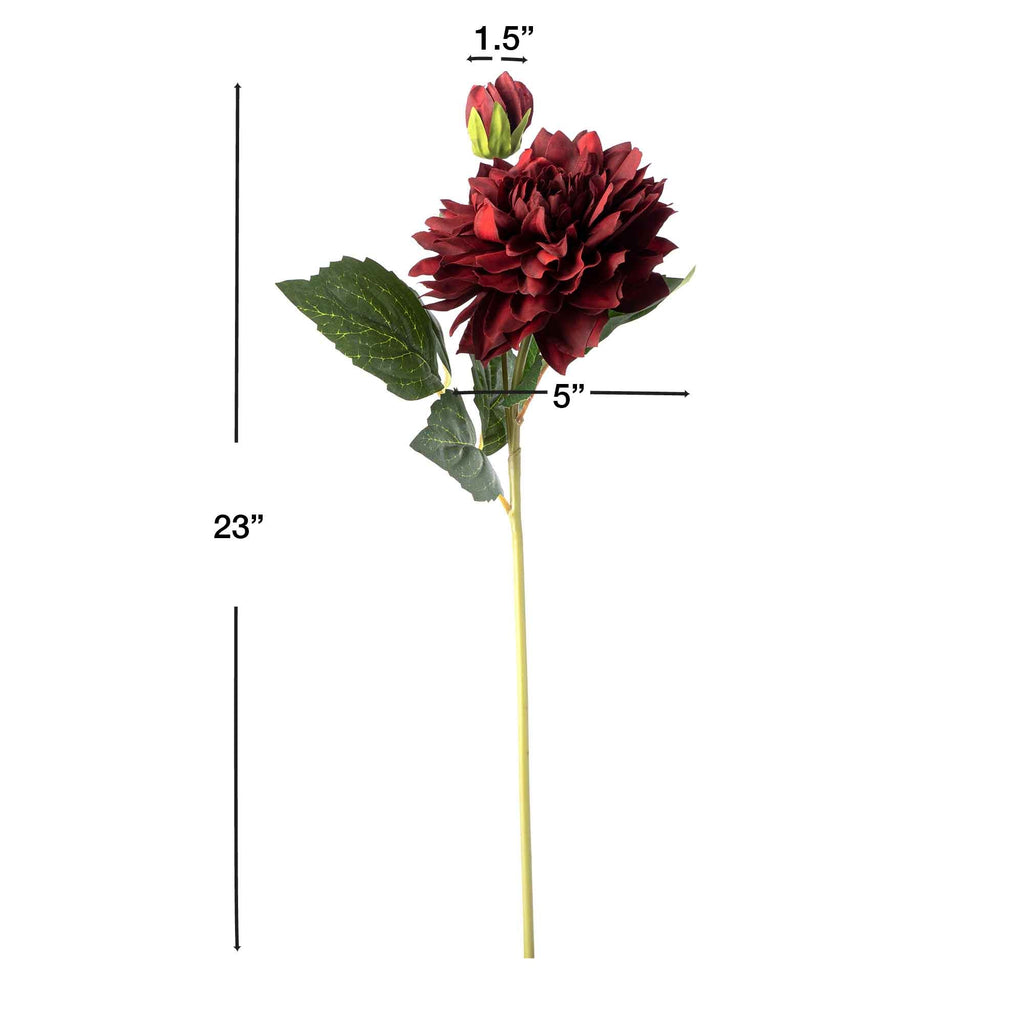 Faux Dahlia Stem 23" - Burgundy