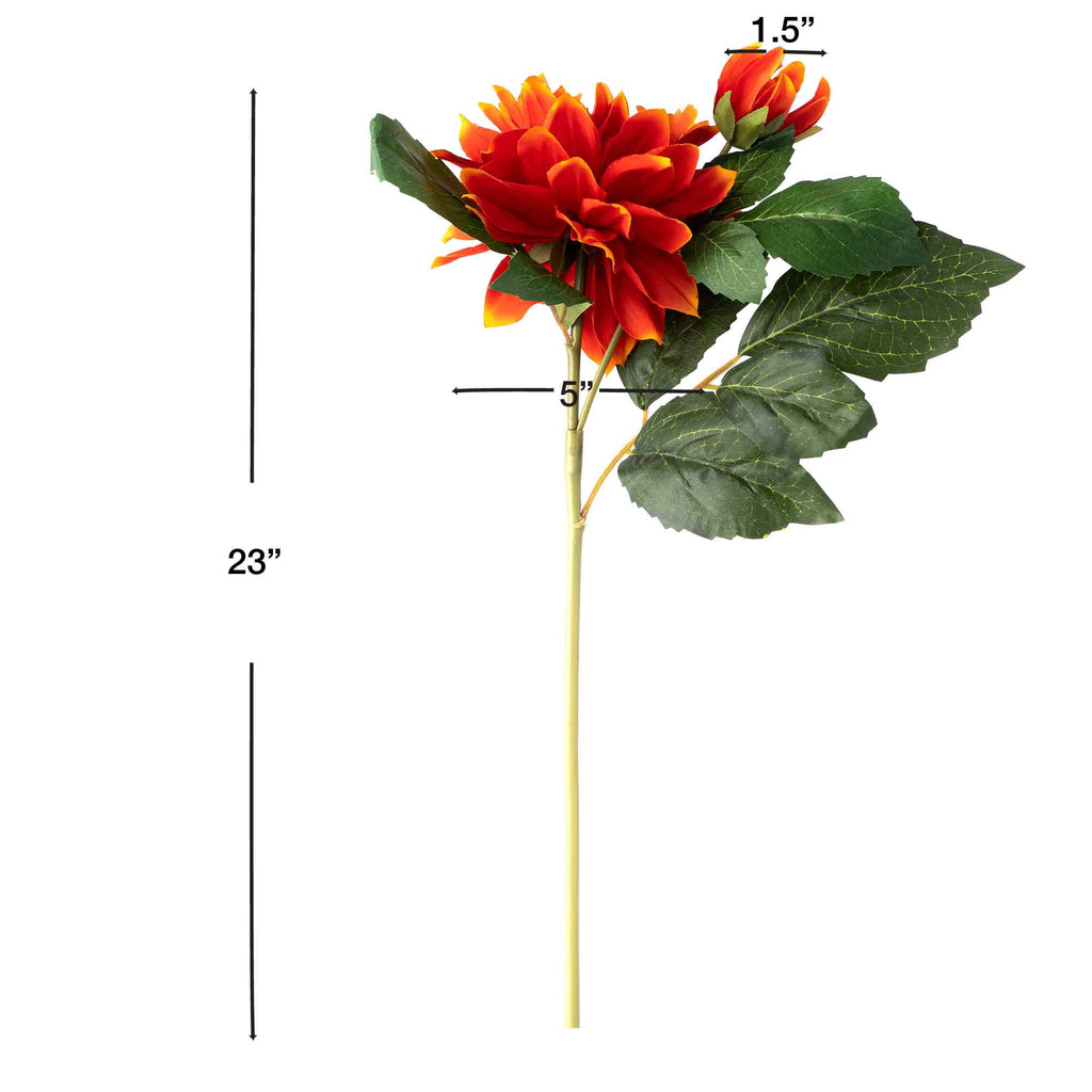 Faux Dahlia Stem 23" - Orange