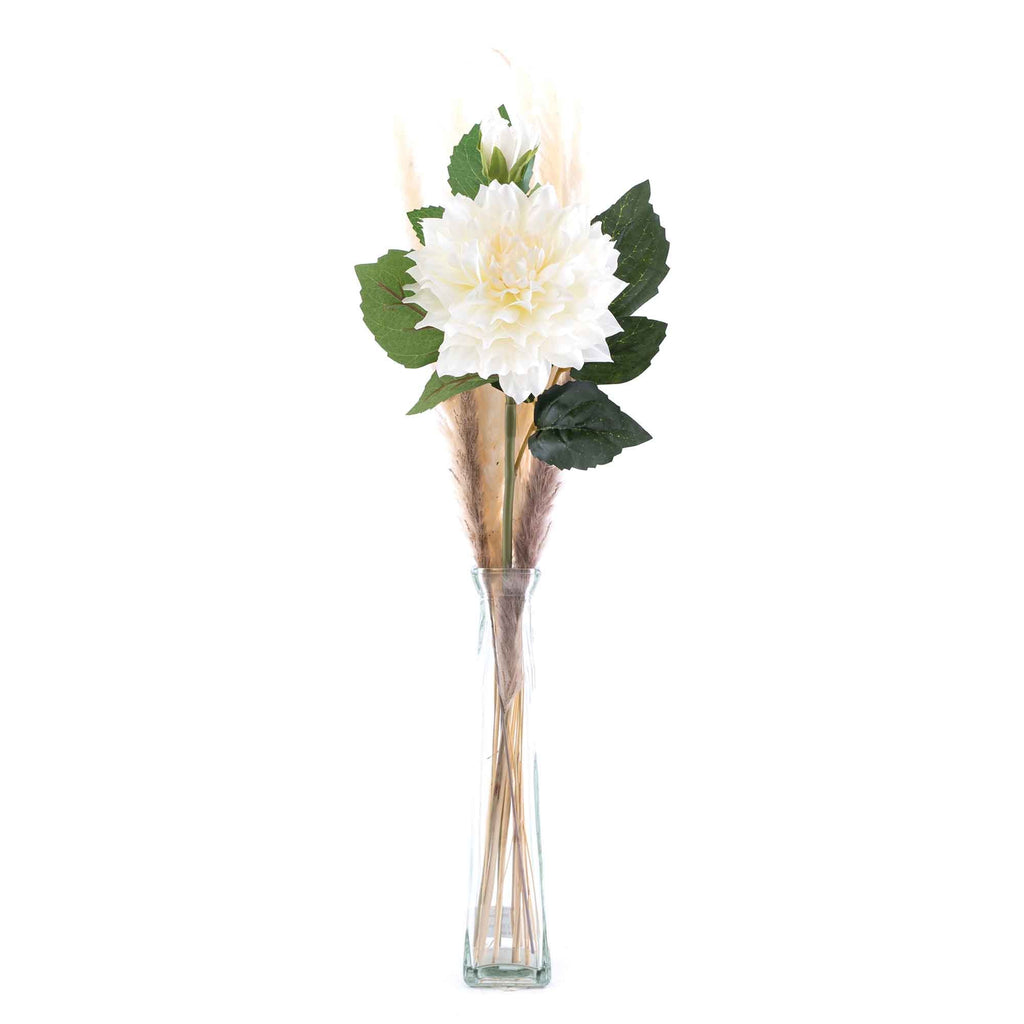 Faux Dahlia Stem 23" - White