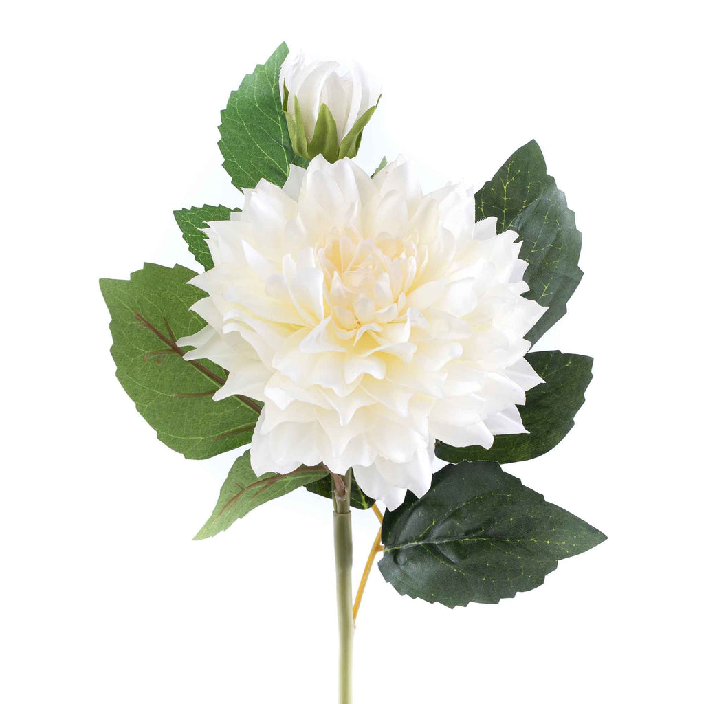 Faux Dahlia Stem 23" - White