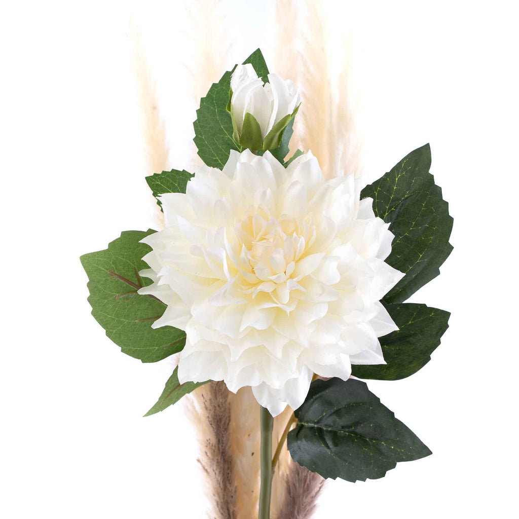 Faux Dahlia Stem 23" - White