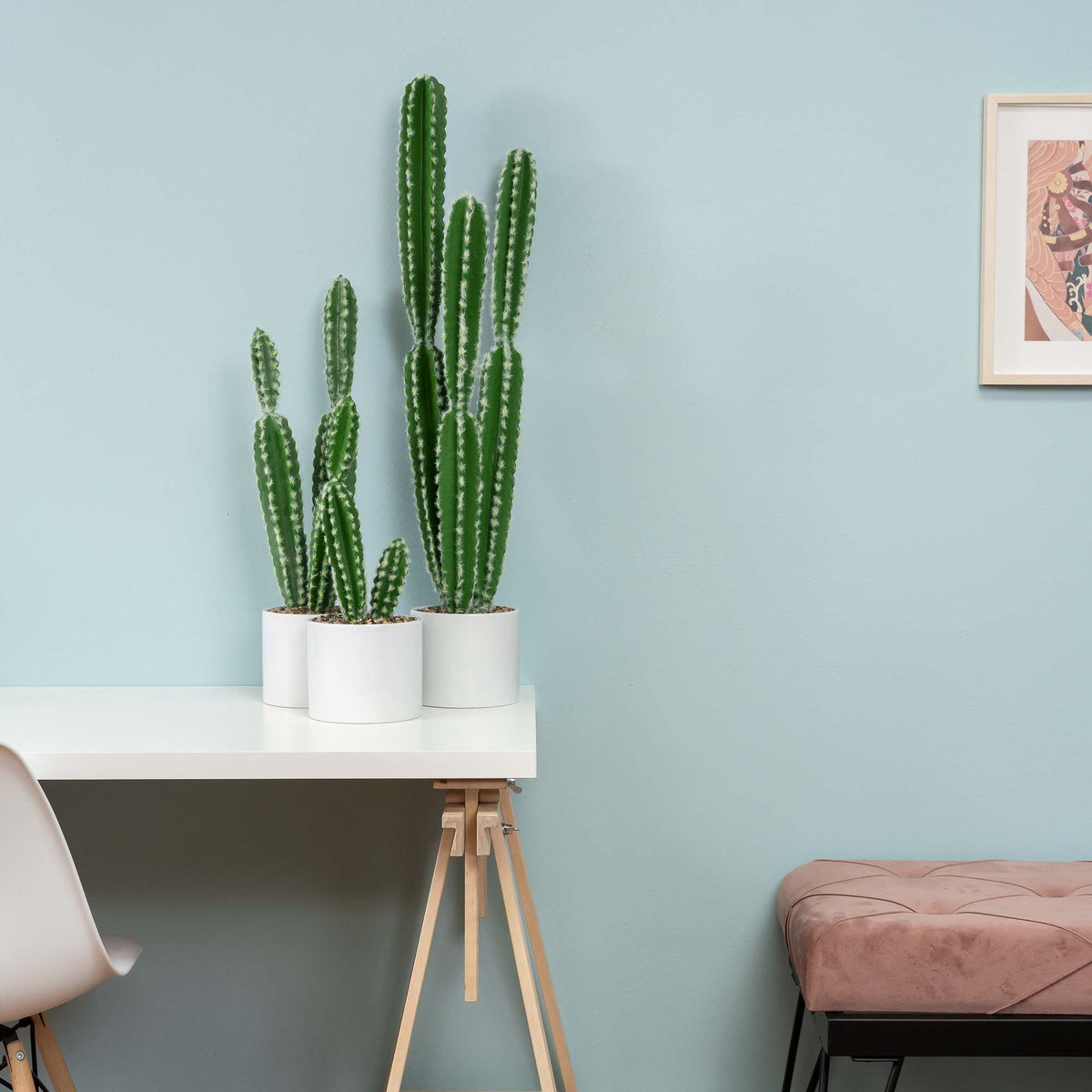 Faux Euphorbia Cactus with Ceramic Pot 34"