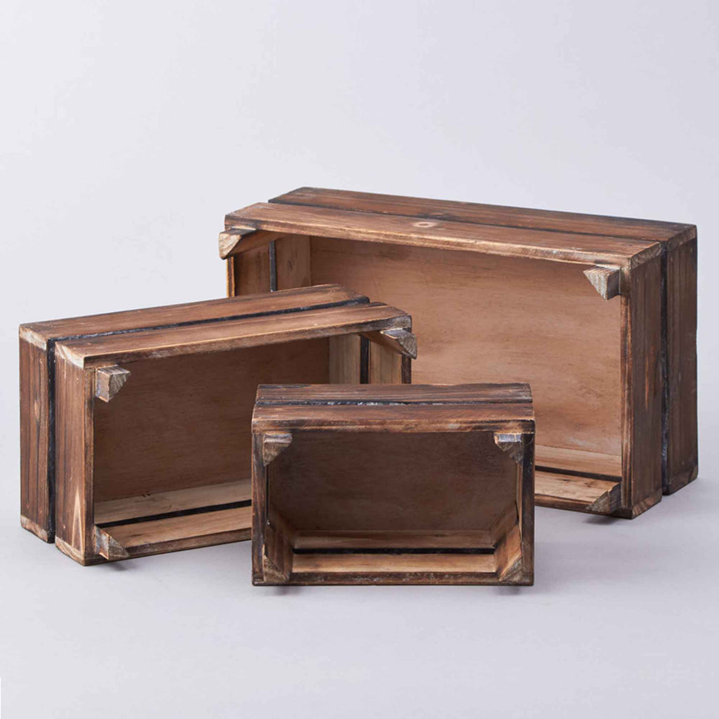 Decorative Rustic Wood Crate 3 Piece Set
