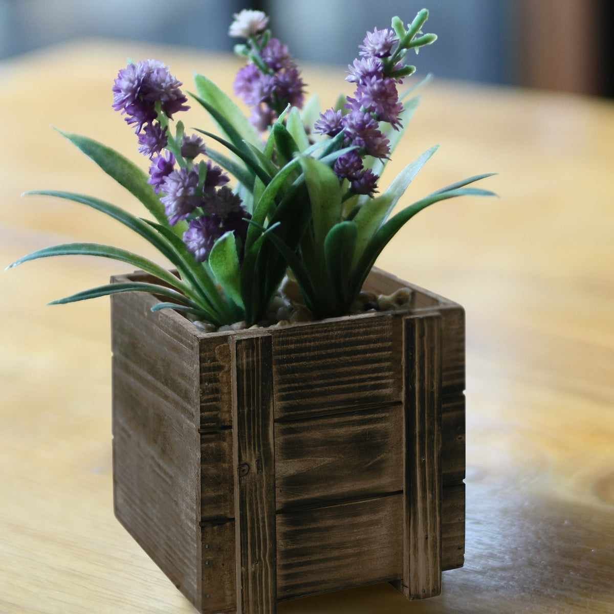 Rustic Planter Box with Plastic Liner - 6" x 6"