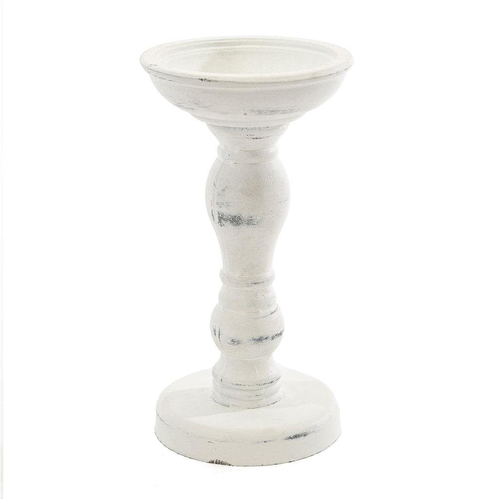 Rustic Wood Pillar Candle Holder - 7.5"
