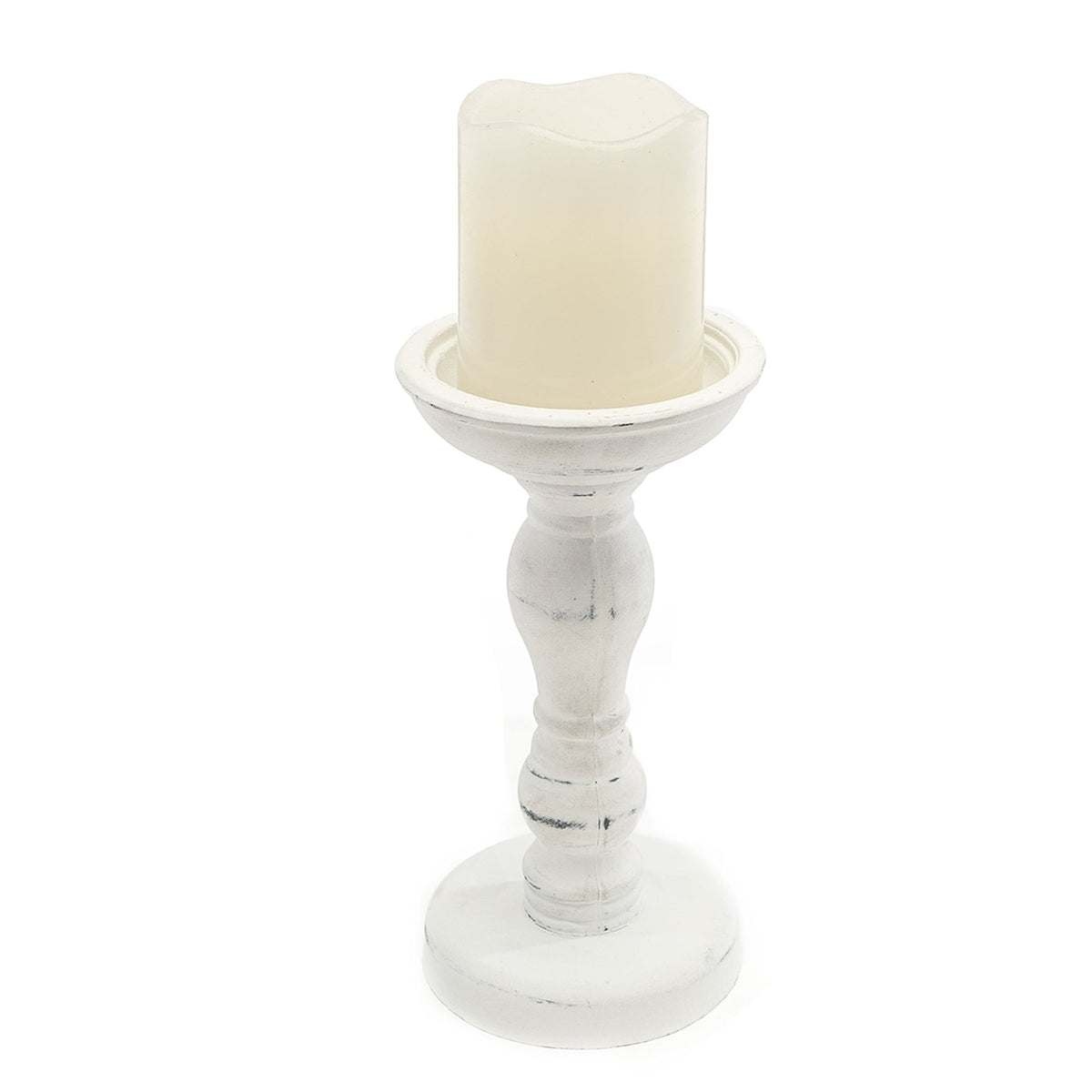 Rustic Wood Pillar Candle Holder - 7.5"