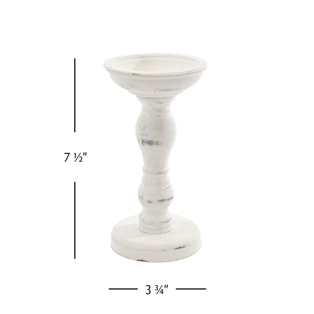 Rustic Wood Pillar Candle Holder - 7.5"