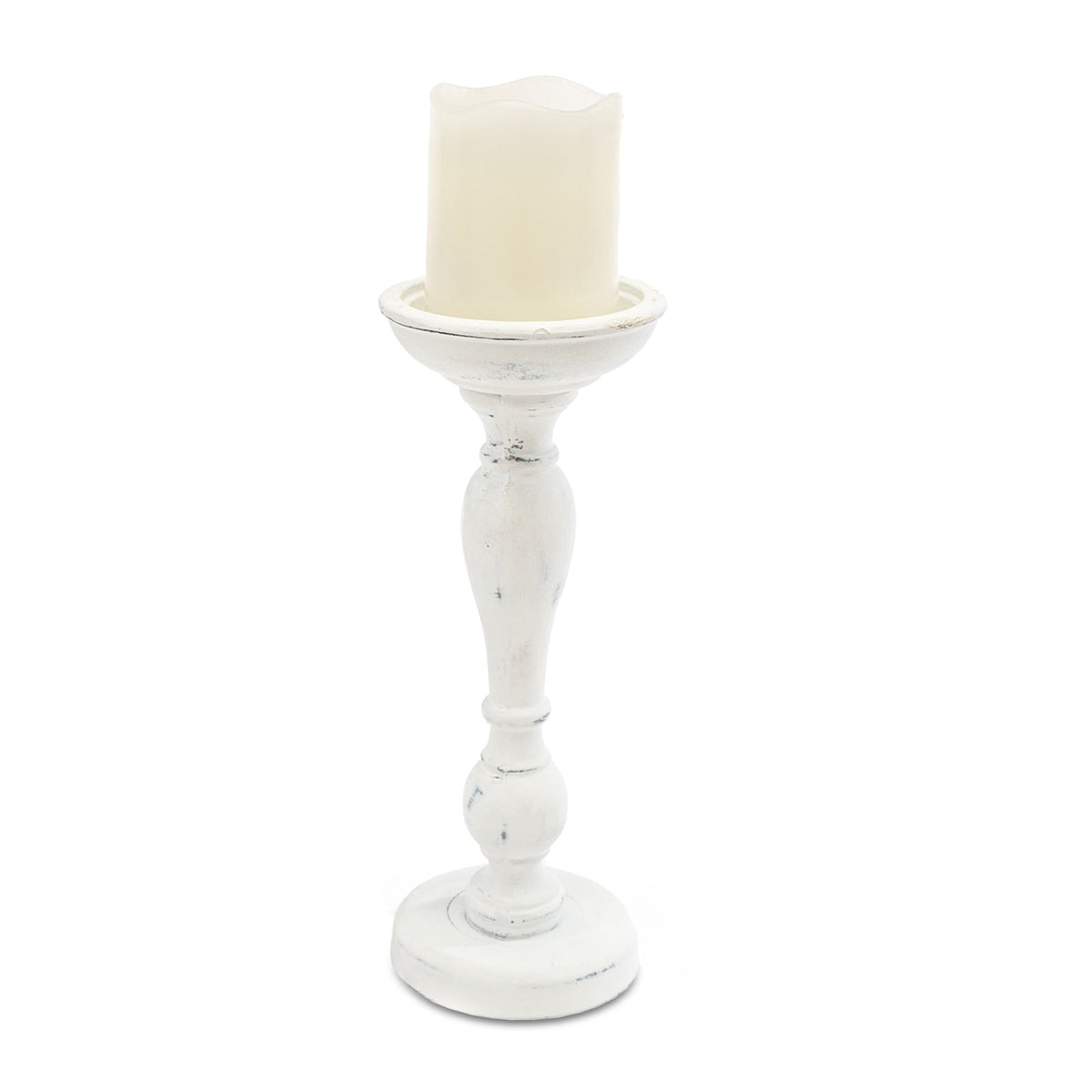 Rustic Wood Pillar Candle Holder - 10"