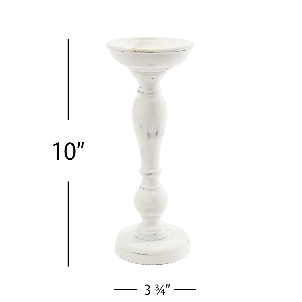 Rustic Wood Pillar Candle Holder - 10"