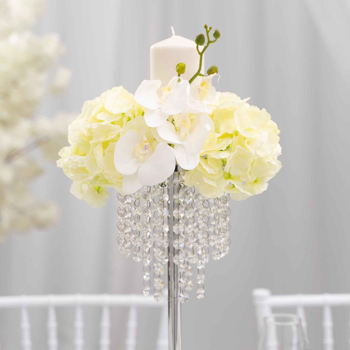 Crystal Drop Centerpieces - Silver
