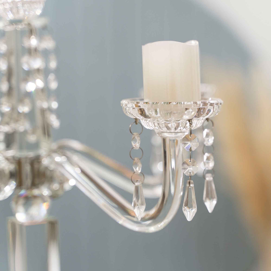 Crystal 4 arm Flower Bowl Candelabra 35"