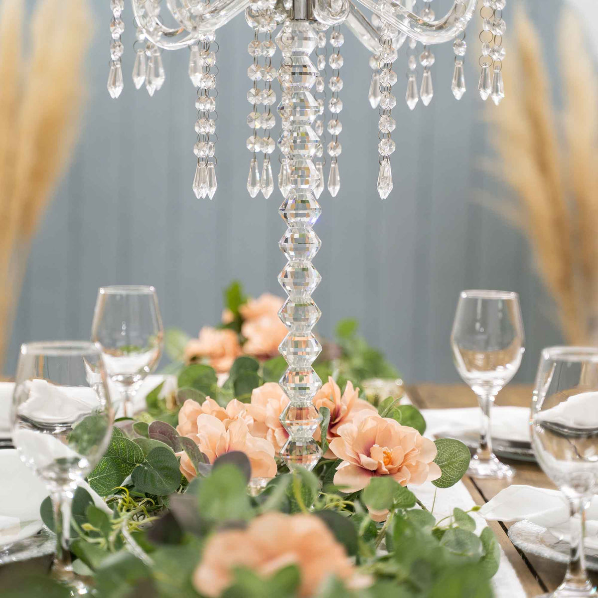 Crystal Candelabra with Large Flower Bowl 30.5"