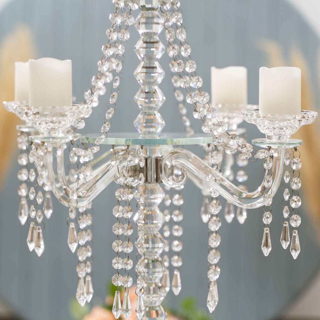 Crystal Candelabra with Large Flower Bowl 30.5"