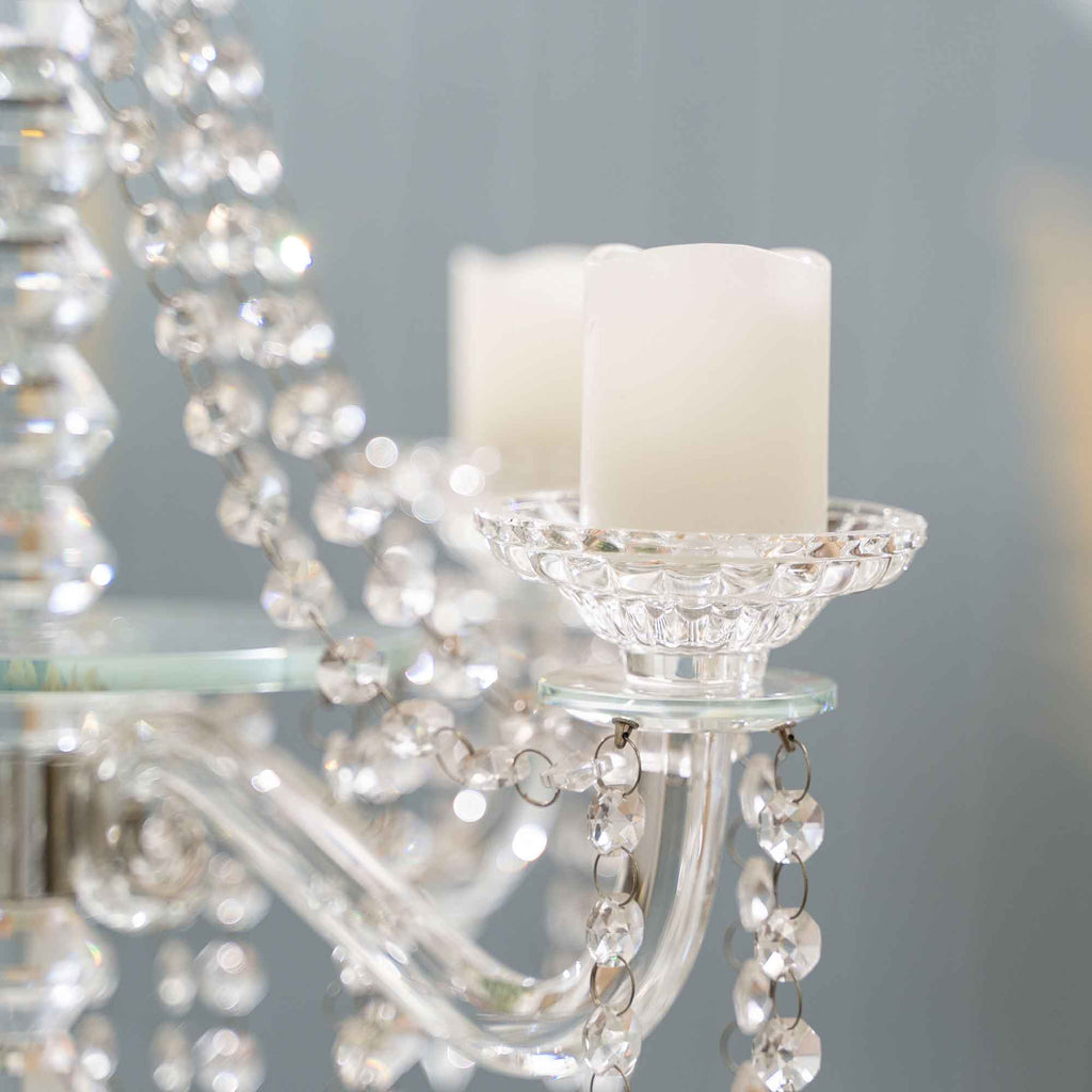 Crystal Candelabra with Large Flower Bowl 30.5"