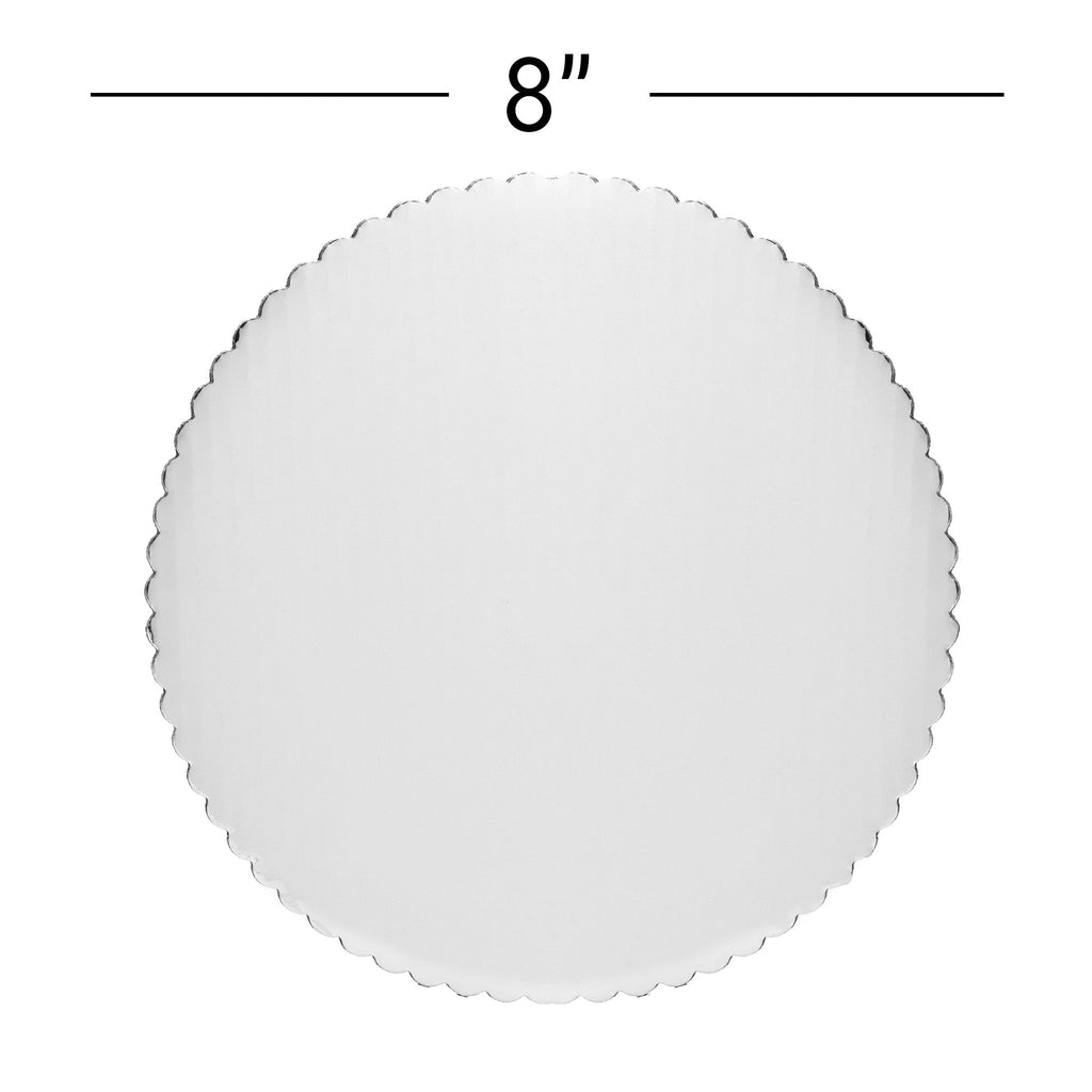 Round Scalloped Cake Board 8" - Set of 6 - Silver
