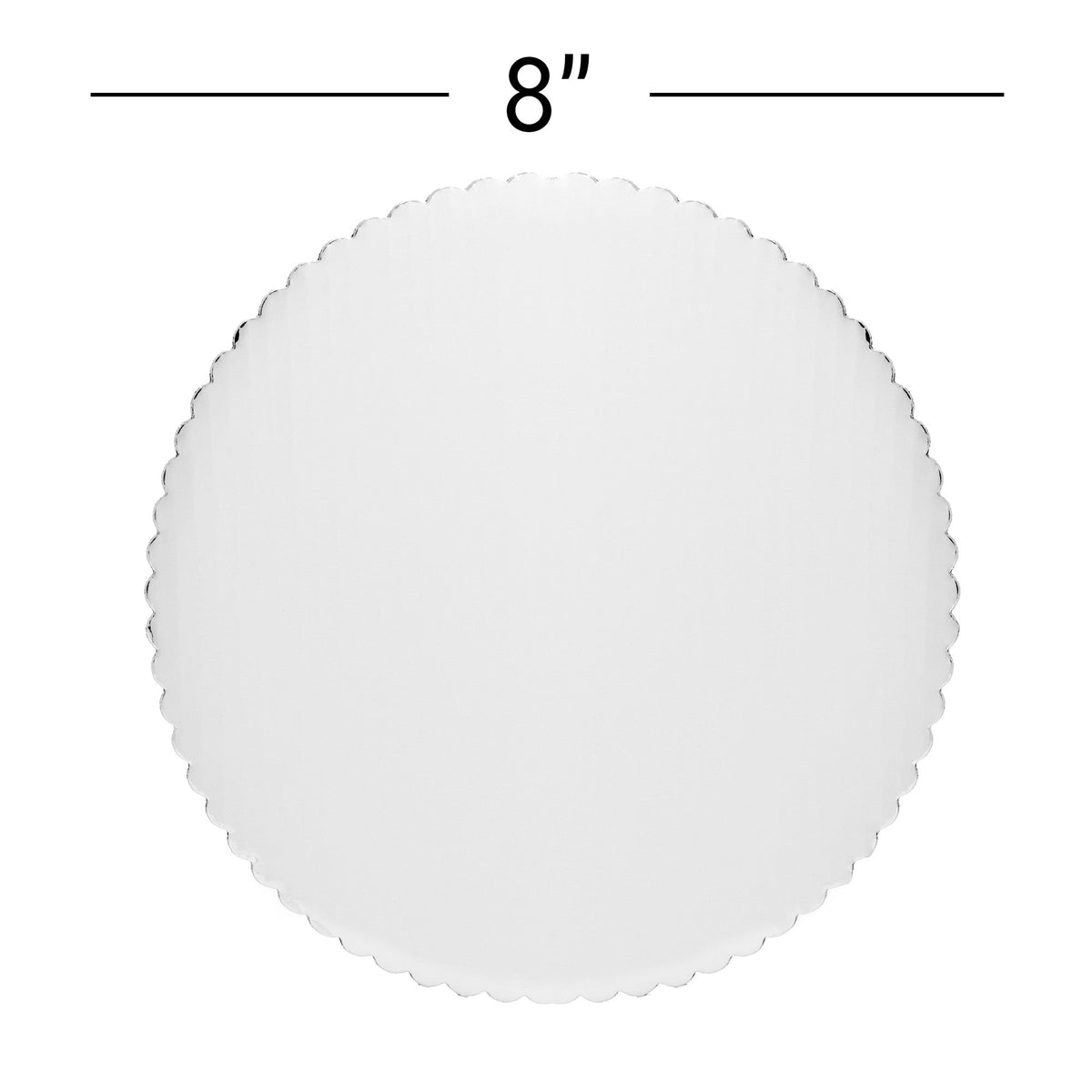 Round Scalloped Cake Board 8" - Set of 6 - White