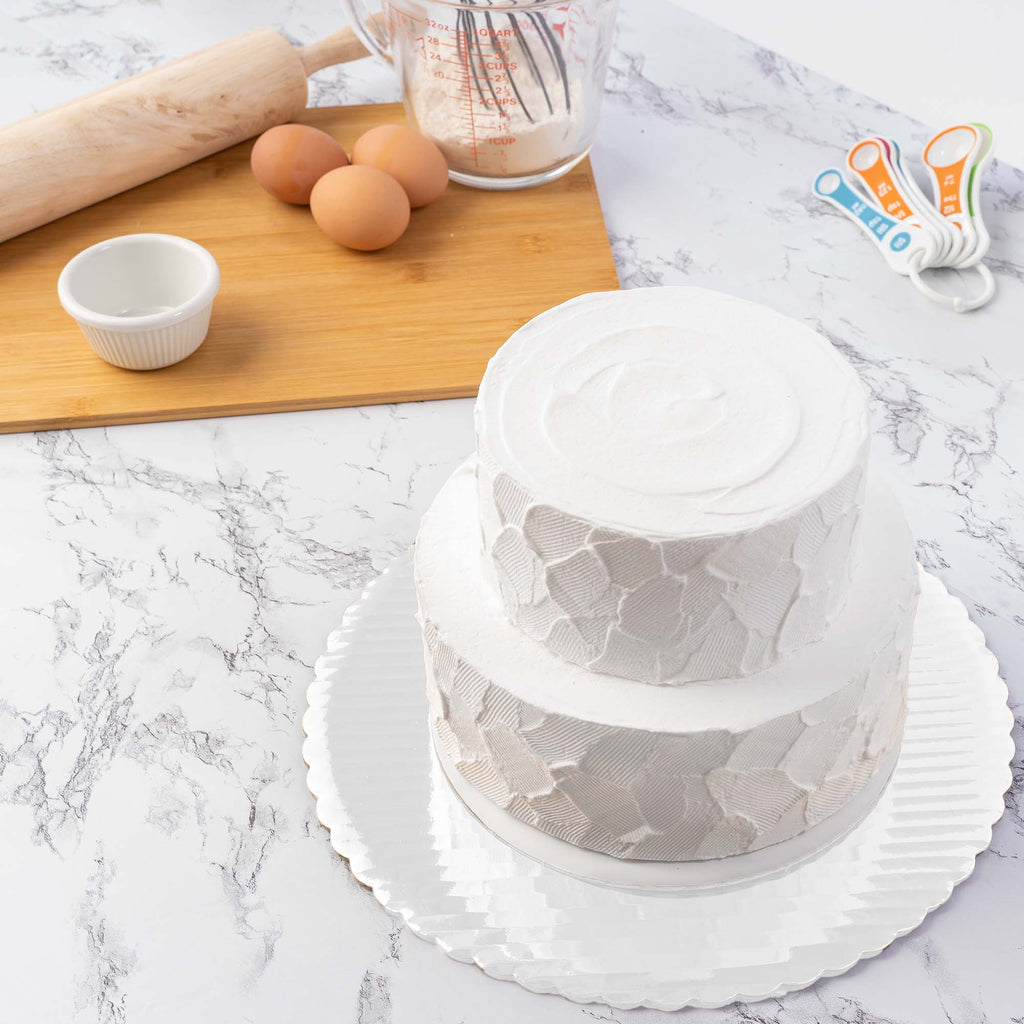 Round Scalloped Cake Board 8" - Set of 6 - White