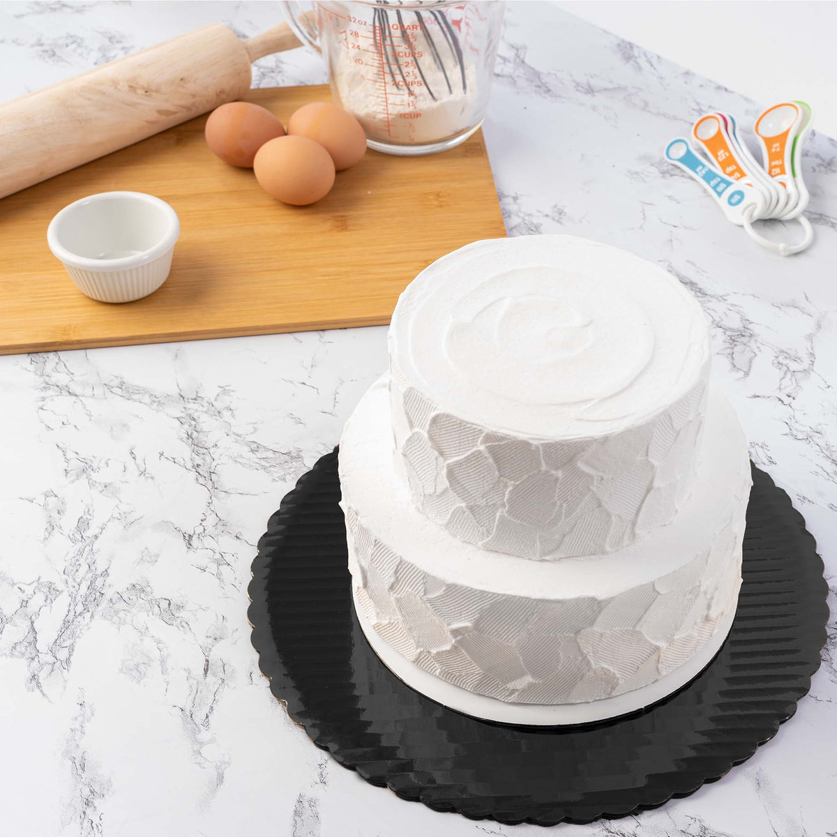 Round Scalloped Cake Board 10" - Set of 6 - Black
