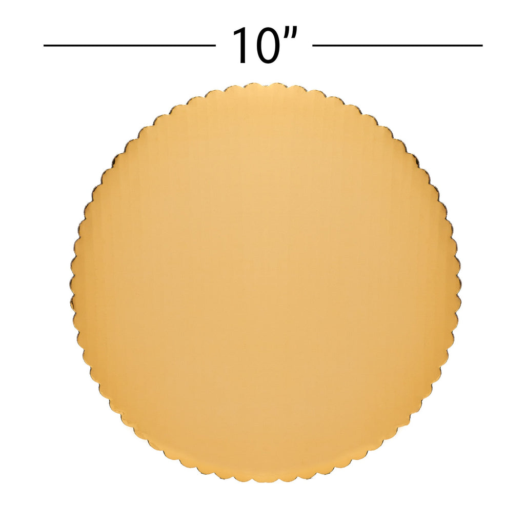 Round Scalloped Cake Board 10" - Set of 6 - Gold