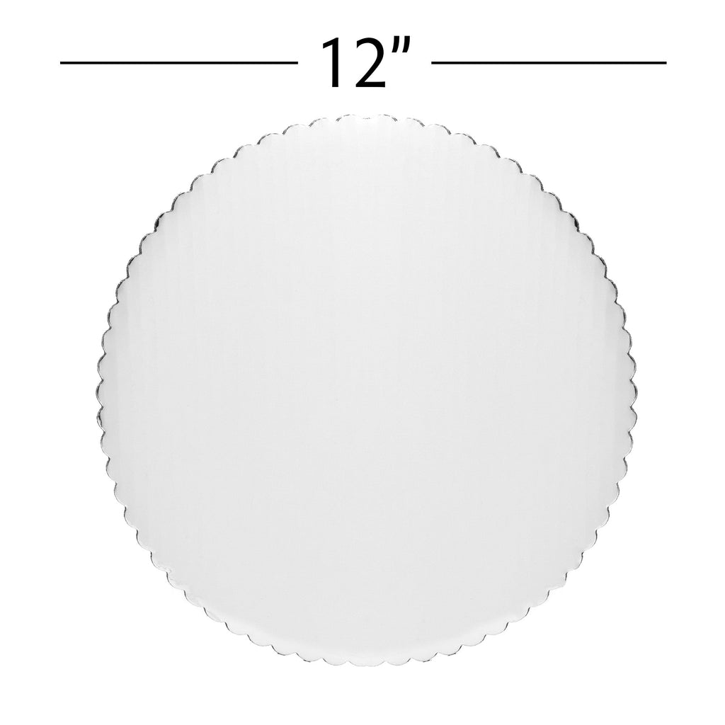 Round Scalloped Cake Board 14" - Set of 6 - White