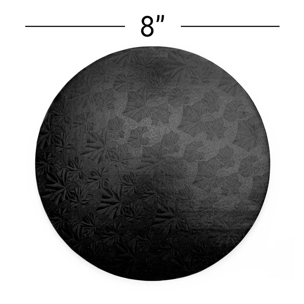 Filigree Round Cake Drum 8" - Set of 5-Black