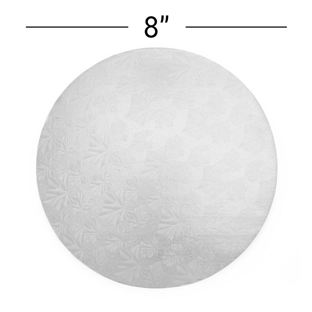 Filigree Round Cake Drum 8" - Set of 5-Silver