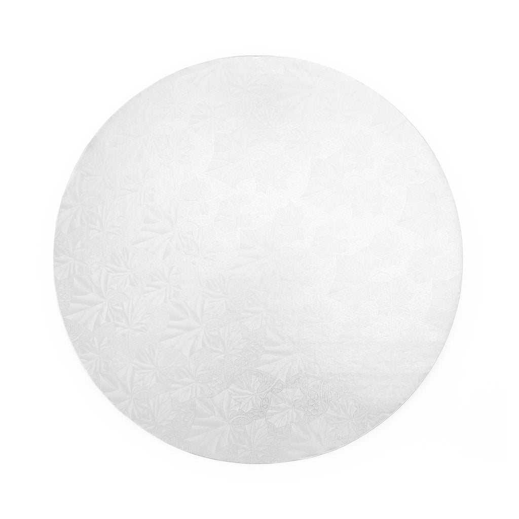 Filigree Round Cake Drum 8" - Set of 5-White